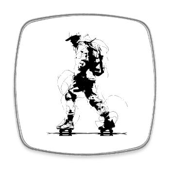 Roller Skater Zeichnung - Viereckiger Kühlschrankmagnet - Weiß - Vorne