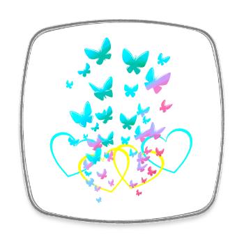 Retro Heart Hearts Butterflies Spring Valentine - Square fridge magnet - white - Front