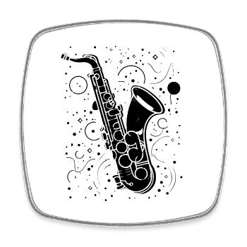 Saxophone Illustration - Square fridge magnet - white - Front