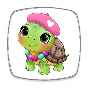Turtle on holiday 🐢 - Square fridge magnet - white - Front