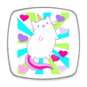 Licorne Licornes Chat Chat Rétro Enfants - Magnet carré - blanc - Devant