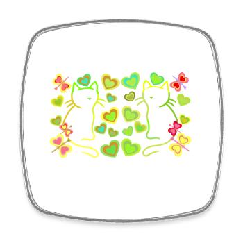 Retro Katzen Katze Kätzchen Vintage Herzen Kind - Viereckiger Kühlschrankmagnet - Weiß - Vorne