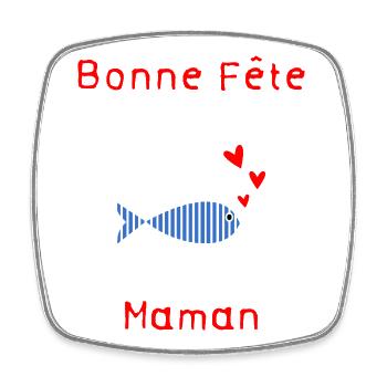 BONNE FÊTE. BONNE FÊTE MAMAN. MAMAN FÊTE DES MÈRES - Magnet carré - blanc - Devant
