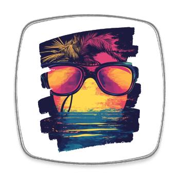 Sonnenbrille Sommer Palmen - Viereckiger Kühlschrankmagnet - Weiß - Vorne