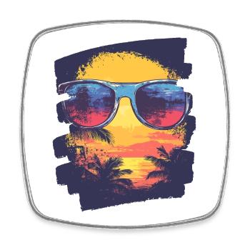 Sonnenbrille Sommer Palmen - Viereckiger Kühlschrankmagnet - Weiß - Vorne