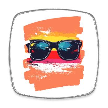Lunettes de soleil - Magnet carré - blanc - Devant