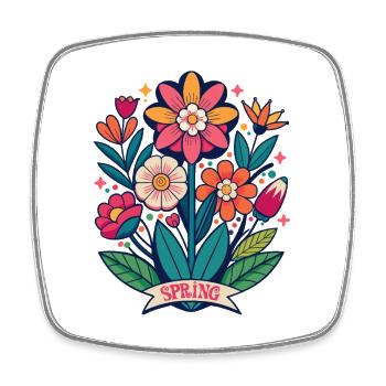 Blumen - Frühling - Blüten - Viereckiger Kühlschrankmagnet - Weiß - Vorne