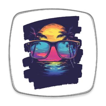 Sonnenbrille Sommer Palmen - Viereckiger Kühlschrankmagnet - Weiß - Vorne