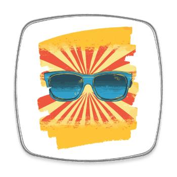 Lunettes de soleil - Magnet carré - blanc - Devant