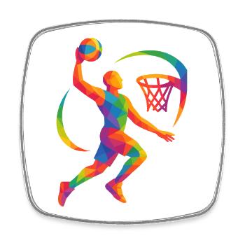 Polygon Basketballspieler - Viereckiger Kühlschrankmagnet - Weiß - Vorne