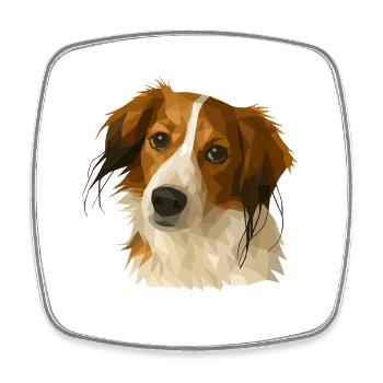 Kooikerhondje en style polygone - Magnet carré - blanc - Devant