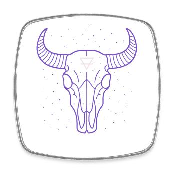 Erde Symbol Stier Schädel | Mystische Minimal Art - Viereckiger Kühlschrankmagnet - Weiß - Vorne
