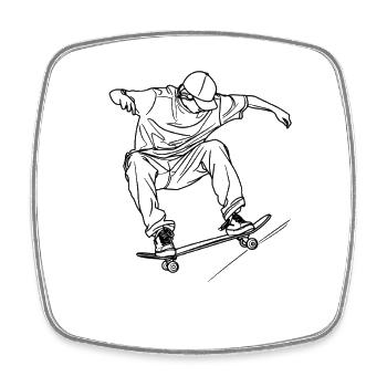 Skateboard garçon dessin - Magnet carré - blanc - Devant