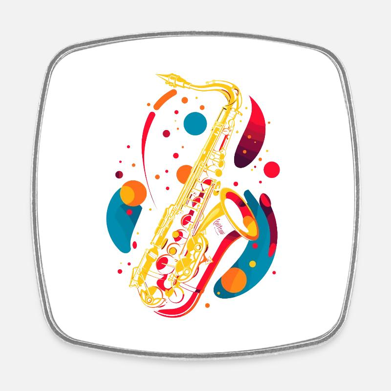 Graphisme pour saxophone - Magnet carré - blanc