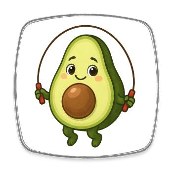 Süße Avocado Cartoon Sport Skipping Seil - Viereckiger Kühlschrankmagnet - Weiß - Vorne