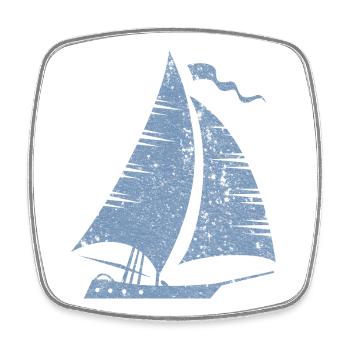 Silhouette de voilier minimaliste grunge - Magnet carré - blanc - Devant
