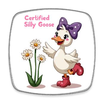 Certifié Silly Goose Funny Cartoon Goose T-Shirt - Magnet carré - blanc - Devant