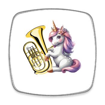 Einhorn spielt Euphonium Euphoniumspieler - Viereckiger Kühlschrankmagnet - Weiß - Vorne