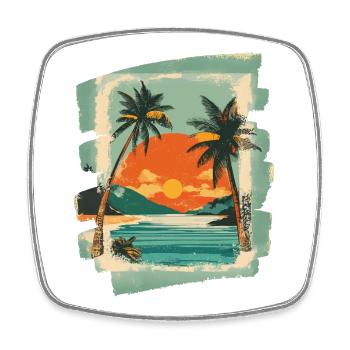 Sommer, Strand und Palmen - Viereckiger Kühlschrankmagnet - Weiß - Vorne