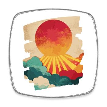 Sommer Palme Sonnenuntergang - Viereckiger Kühlschrankmagnet - Weiß - Vorne