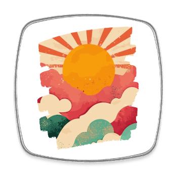 Soleil d’été Coucher de soleil - Magnet carré - blanc - Devant
