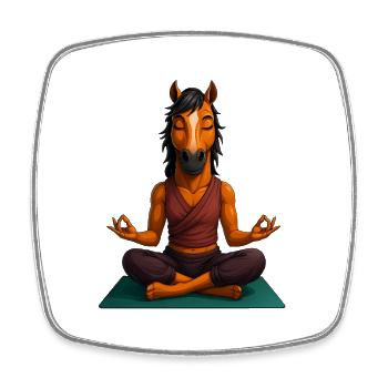 Lustiges Yoga Motiv meditierendes Pferd - Viereckiger Kühlschrankmagnet - Weiß - Vorne
