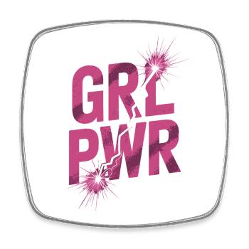 Women Power GRL PWR Girl Patriarchy Feminism - Square fridge magnet - white - Front