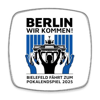 Bielefeld Berlin Finale – Berlin wir kommen! - Viereckiger Kühlschrankmagnet - Weiß - Vorne