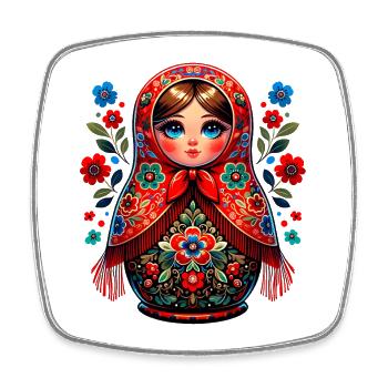 Russian Girl! Matryoshka Russian for Russians - Square fridge magnet - white - Front