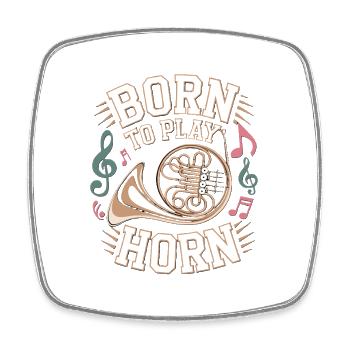 Geboren um Waldhorn zu spielen - Born to play Horn - Viereckiger Kühlschrankmagnet - Weiß - Vorne