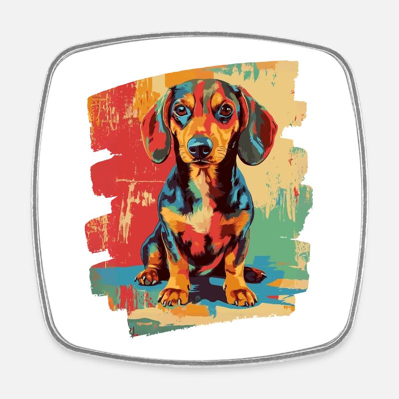 Teckel - Magnet carré - blanc