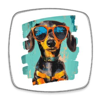 Dackel Dachshund - Viereckiger Kühlschrankmagnet - Weiß - Vorne