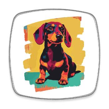 Dackel Dachshund - Viereckiger Kühlschrankmagnet - Weiß - Vorne