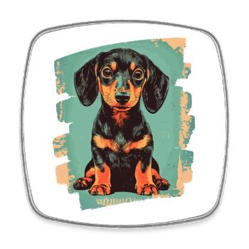 Dackel Dachshund - Viereckiger Kühlschrankmagnet - Weiß - Vorne