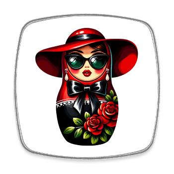 Russian Girl! Matryoshka Russian for Russians - Square fridge magnet - white - Front