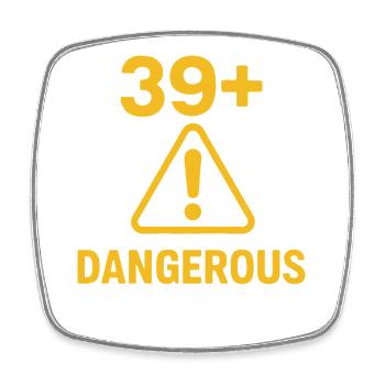 Lustiges 39 Plus Geburtstags-Warnschild - Viereckiger Kühlschrankmagnet - Weiß - Vorne