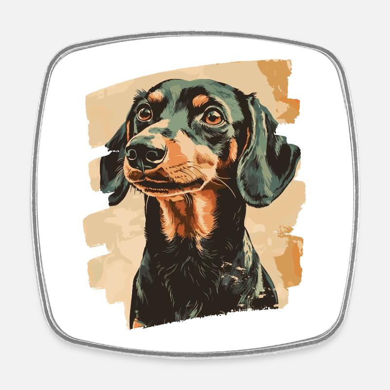 Dackel Dachshund - Viereckiger Kühlschrankmagnet - Weiß