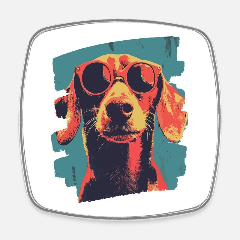 Dackel Dachshund - Viereckiger Kühlschrankmagnet - Weiß