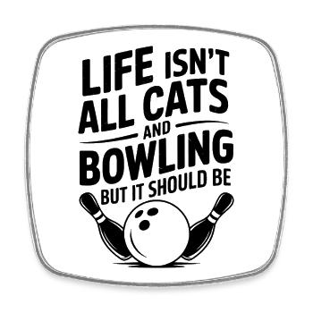 Bowling Spruch Katzen Lustiges Bowling Geschenk - Viereckiger Kühlschrankmagnet - Weiß - Vorne