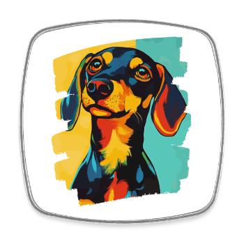 Dackel Dachshund - Viereckiger Kühlschrankmagnet - Weiß - Vorne