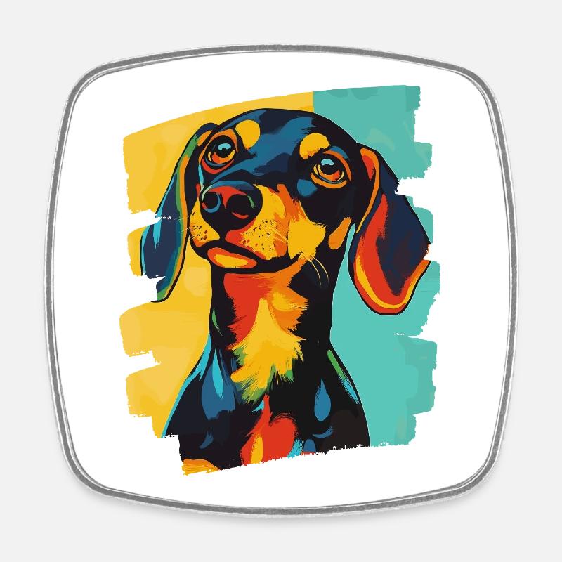 Dackel Dachshund - Viereckiger Kühlschrankmagnet - Weiß