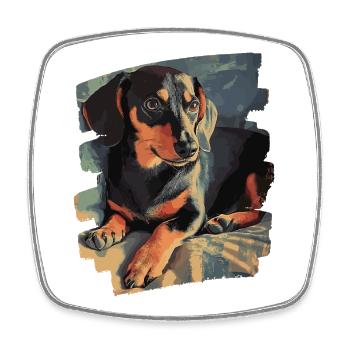Dackel Dachshund - Viereckiger Kühlschrankmagnet - Weiß - Vorne