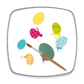Colorful Easter Eggs – Creative Painting Design with Brush - Square fridge magnet - white - Front