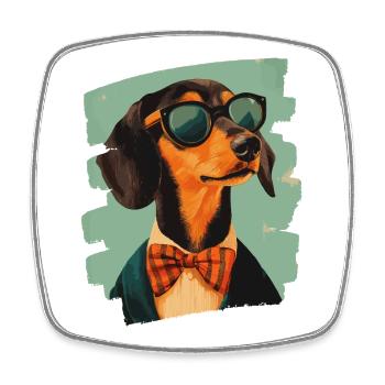 Dackel Dachshund - Viereckiger Kühlschrankmagnet - Weiß - Vorne