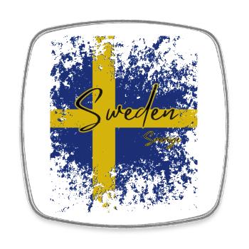 Schwedischer Stolz, Flagge Schwedens - Viereckiger Kühlschrankmagnet - Weiß - Vorne