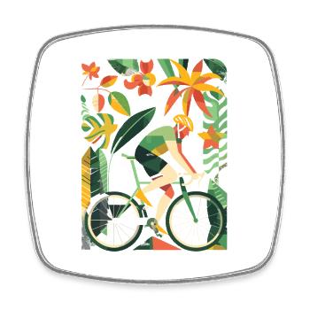 Fahrradfahrer Comic Look - Viereckiger Kühlschrankmagnet - Weiß - Vorne