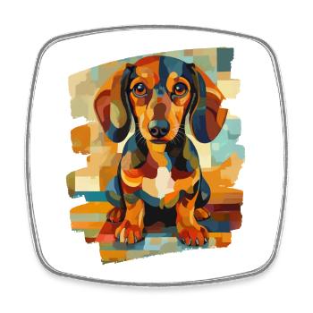 Dackel Dachshund - Viereckiger Kühlschrankmagnet - Weiß - Vorne