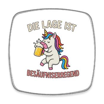 Einhorn mit Bier - Viereckiger Kühlschrankmagnet - Weiß - Vorne
