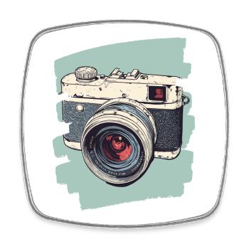 Appareil photo Appareil photo Photographe Femme Photographe - Magnet carré - blanc - Devant