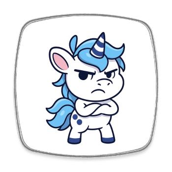 Freches Einhorn - Viereckiger Kühlschrankmagnet - Weiß - Vorne